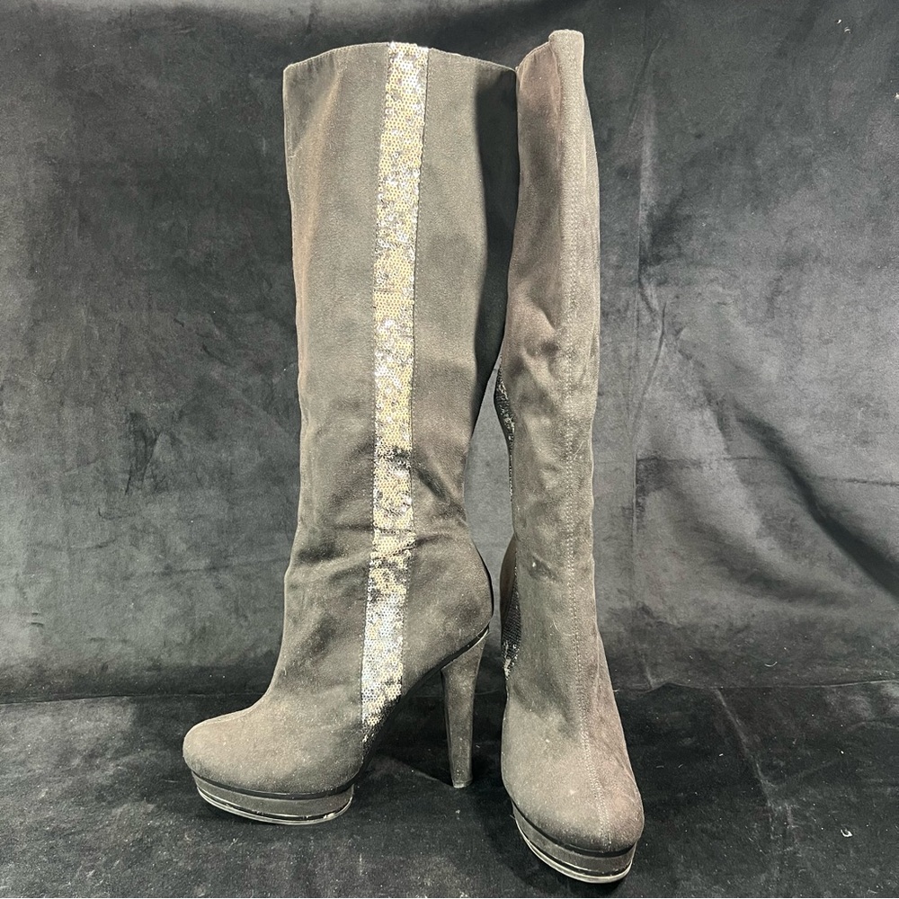 Tall Boots Sequins Platform High Heel Jennifer Lopez JLO *READ-SOME WEAR* Sz 9.5